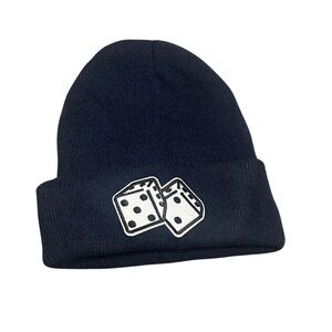 Dice Patch Fleece Lined Beanie | Navy Blue | Unisex Adult